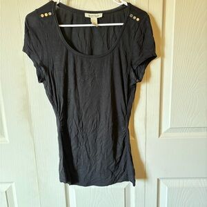 White House Black Market Black Tee with Gold Accents